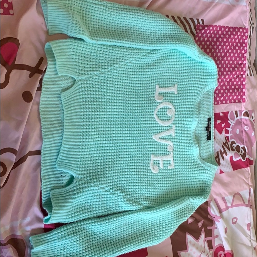 A teal hoodie